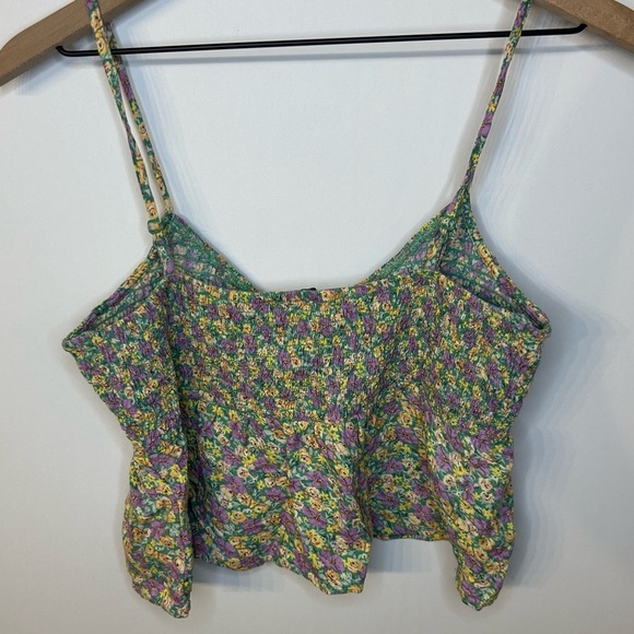 American Eagle Floral Baby Doll Sleeveless Top, Sz Medium, Yellow, Green, Purple - Picture 4 of 7